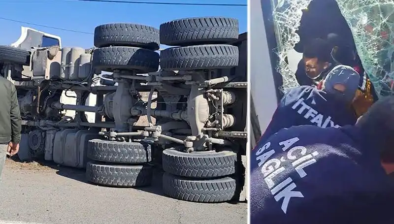 Virajı Alamayan Kamyonun Dehşet Anları Caddeyi Kapladı